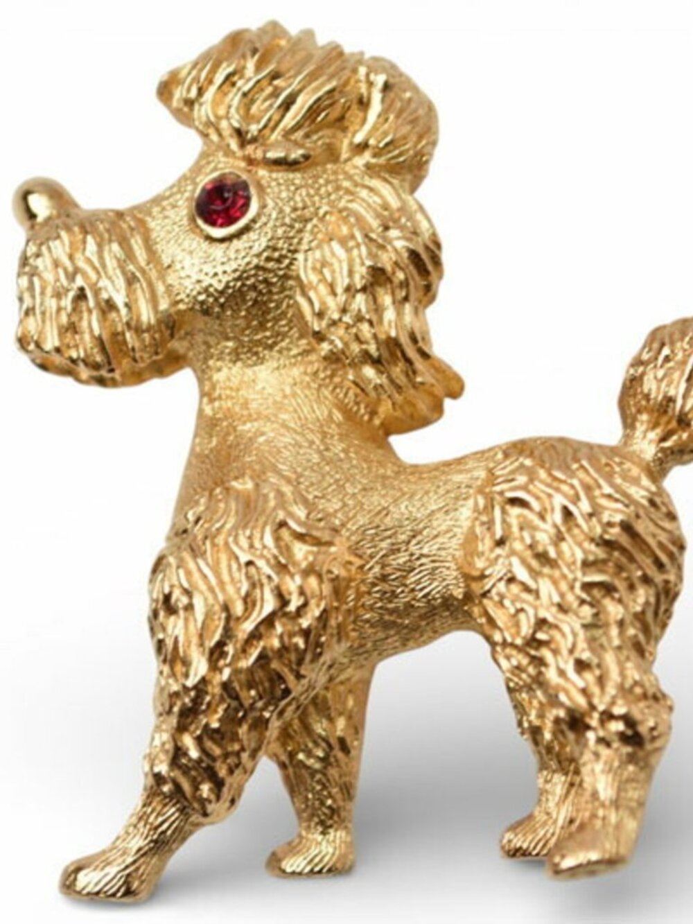 #137 - Christian Dior Pin Brooch Toy Poodle Dog Motif Rhinestone Gold